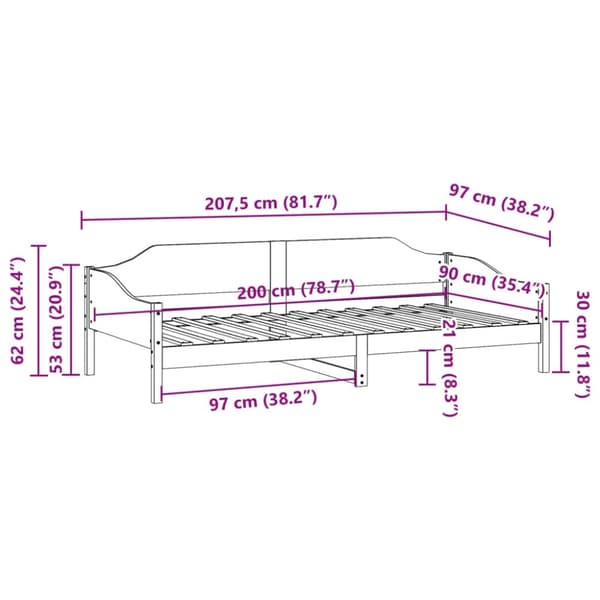 vidaXL Sängynrunko ilman patjaa vahanruskea 90x200 cm täysi mänty