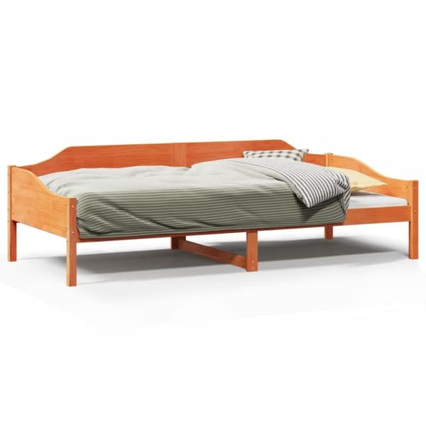 vidaXL Sängynrunko ilman patjaa vahanruskea 90x200 cm täysi mänty