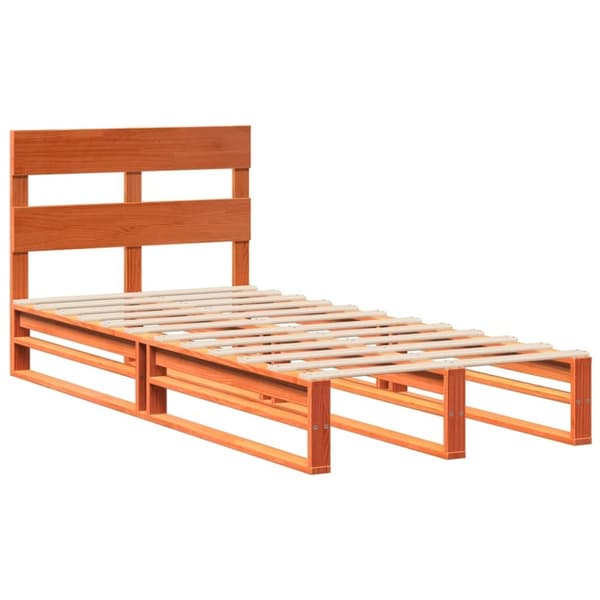 vidaXL sengeramme uden madras 100x200 cm massivt fyrretræ gyldenbrun
