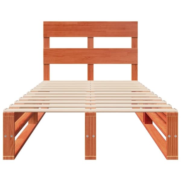 vidaXL sengeramme uden madras 100x200 cm massivt fyrretræ gyldenbrun