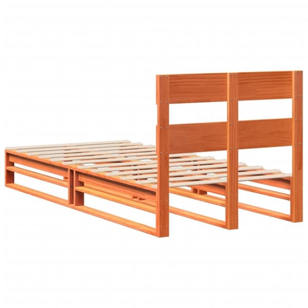 vidaXL sengeramme uden madras 100x200 cm massivt fyrretræ gyldenbrun