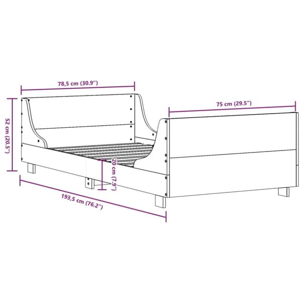 vidaXL Sengeramme uten madrass hvit 75x190 cm heltre furu