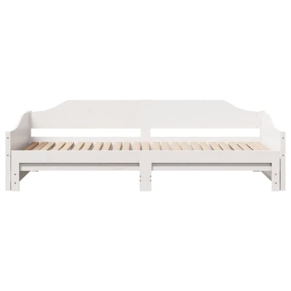 vidaXL Uttrekkbar dagseng hvit 90x190 cm heltre furu
