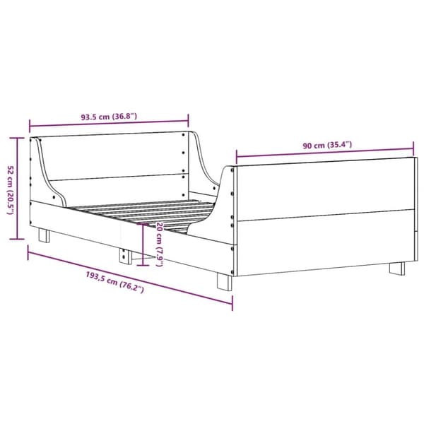 vidaXL Sengeramme uten madrass hvit 90x190 cm heltre furu