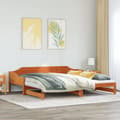 Miniatyrbilde 5 av 11: vidaXL Uttrekkbar dagseng voksbrun 80x200 cm heltre furu