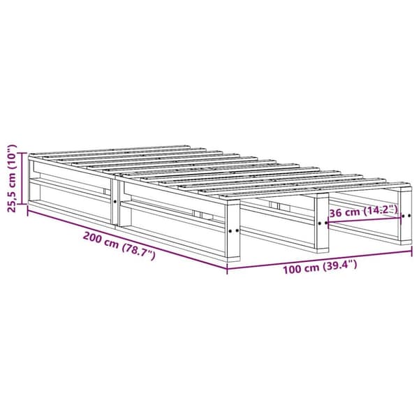 vidaXL Sänky ilman patjaa vahanruskea 100x200 cm täysi mänty