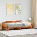 Miniatyrbilde 4 av 11: vidaXL Uttrekkbar dagseng voksbrun 90x200 cm heltre furu