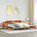 Miniatyrbilde 5 av 11: vidaXL Uttrekkbar dagseng voksbrun 90x200 cm heltre furu