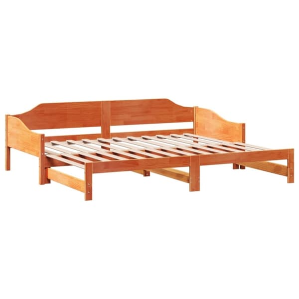 vidaXL Uttrekkbar dagseng voksbrun 90x200 cm heltre furu