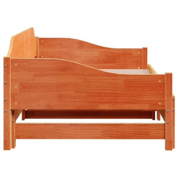 vidaXL Uttrekkbar dagseng voksbrun 90x200 cm heltre furu