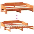 Miniatyrbilde 11 av 11: vidaXL Uttrekkbar dagseng voksbrun 90x200 cm heltre furu