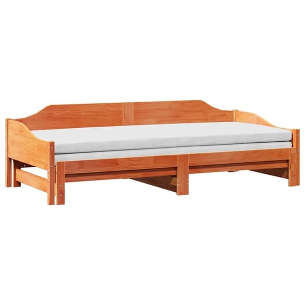 vidaXL Uttrekkbar dagseng voksbrun 90x200 cm heltre furu
