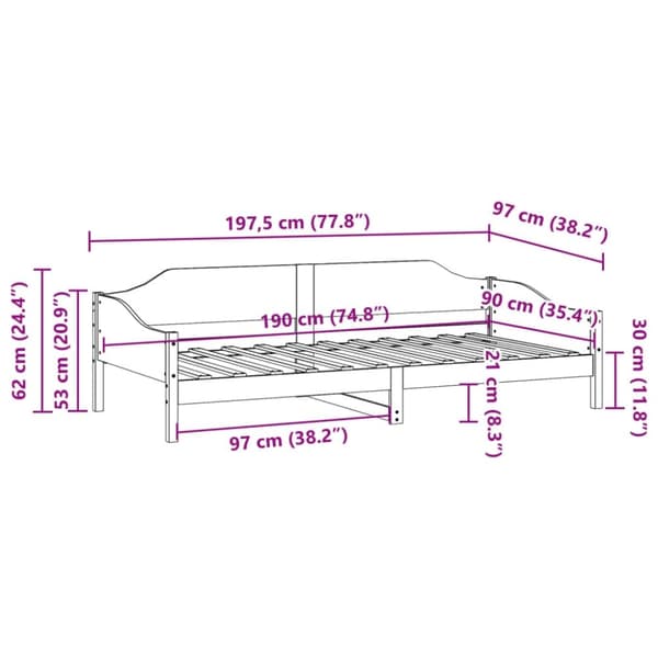 vidaXL Sengeramme uten madrass hvit 90x190 cm heltre furu