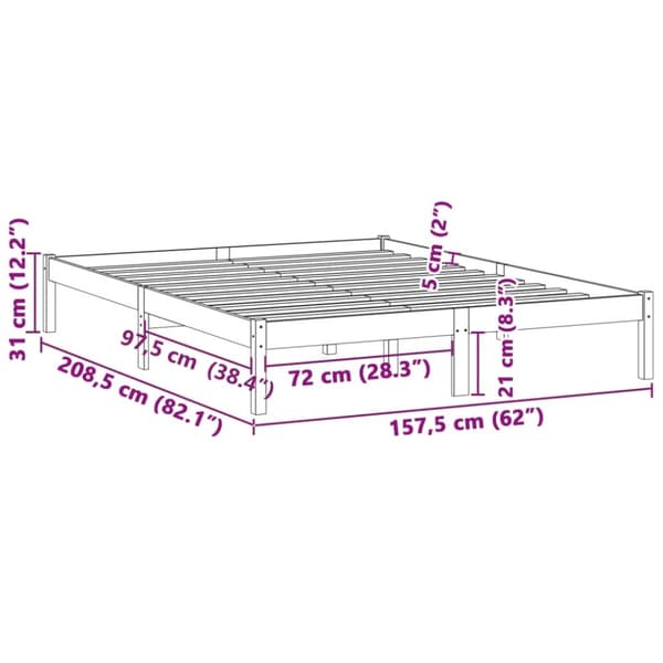 vidaXL Sengeramme uten madrass 152x203 cm heltre furu