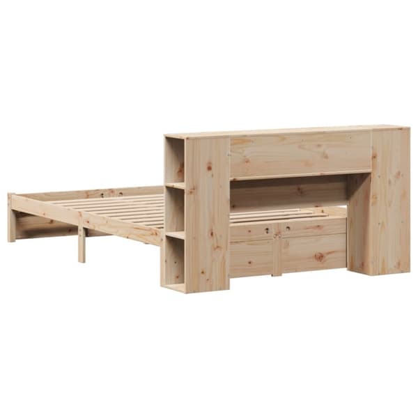 vidaXL Seng med bokhylle uten madrass 120x200 cm heltre furu