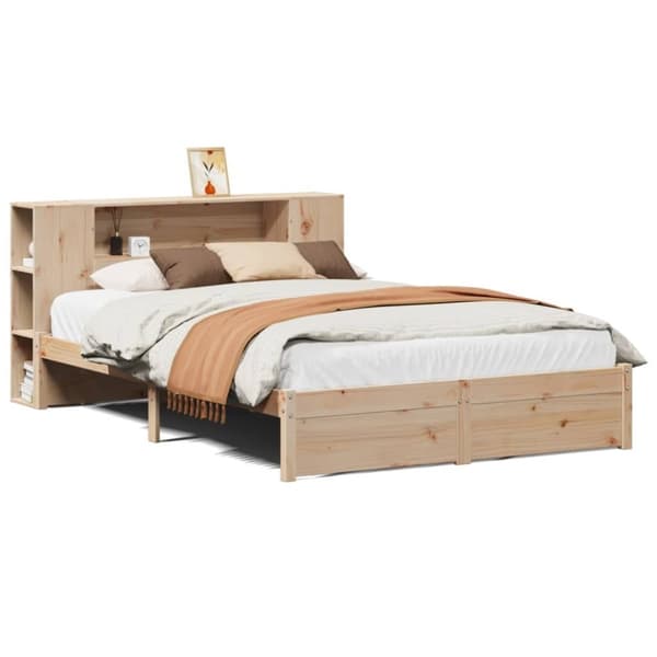 vidaXL Seng med bokhylle uten madrass 120x200 cm heltre furu