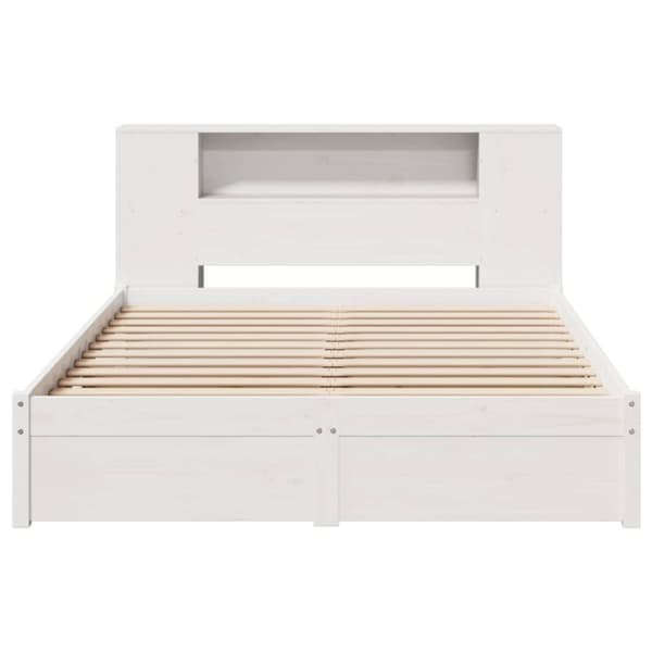 vidaXL Seng med bokhylle uten madrass hvit 140x190 cm heltre furu