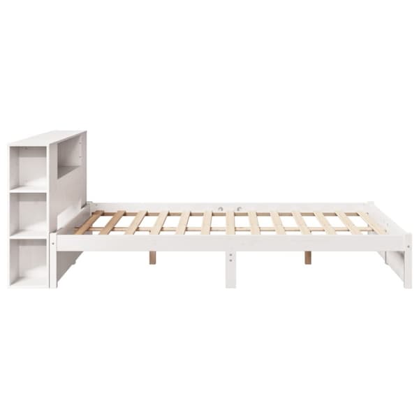 vidaXL Seng med bokhylle uten madrass hvit 140x190 cm heltre furu
