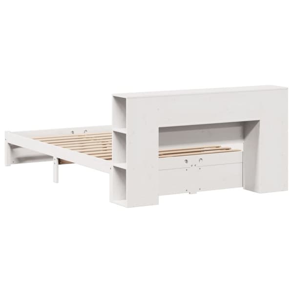 vidaXL Seng med bokhylle uten madrass hvit 140x190 cm heltre furu
