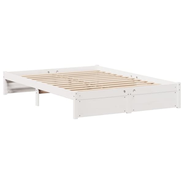 vidaXL Seng med bokhylle uten madrass hvit 140x190 cm heltre furu
