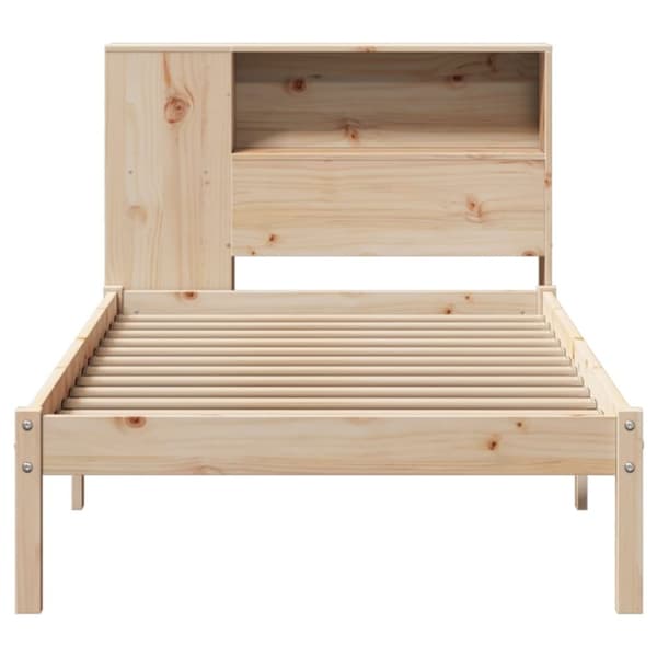 vidaXL Sänky kirjahyllyllä ilman patjaa 90x200 cm täysi mänty