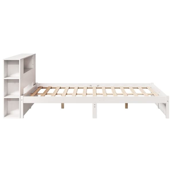 vidaXL seng med reol uden madras 140x200 cm massivt fyrretræ hvid