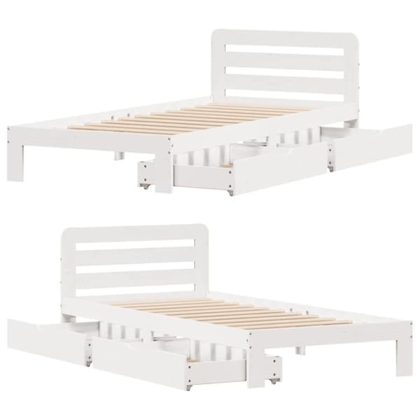 vidaXL sengeramme uden madras 90x190 cm massivt fyrretræ hvid