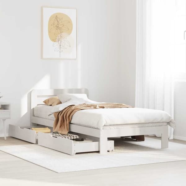 vidaXL sengeramme uden madras 90x190 cm massivt fyrretræ hvid