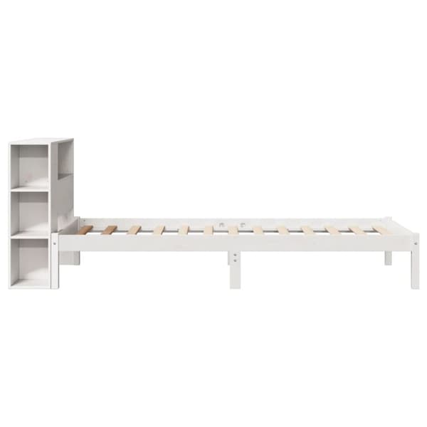 vidaXL Sänky kirjahyllyllä ei patjaa valkoinen 100x200 cm täysi mänty