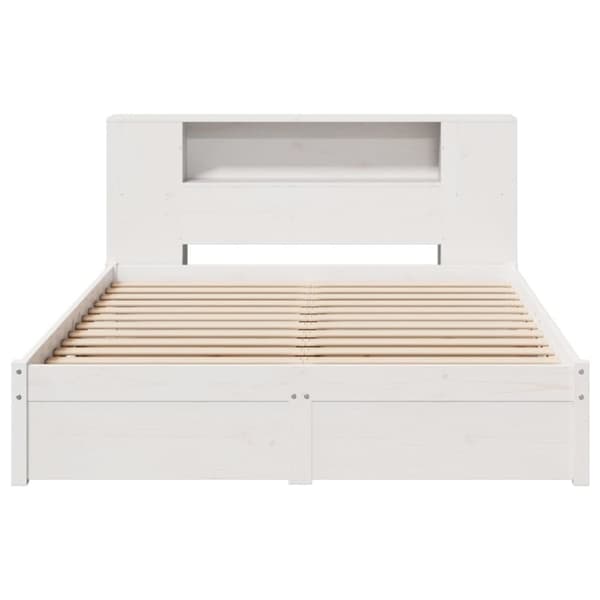 vidaXL Seng med bokhylle uten madrass hvit 150x200 cm heltre furu