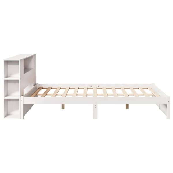 vidaXL Seng med bokhylle uten madrass hvit 150x200 cm heltre furu