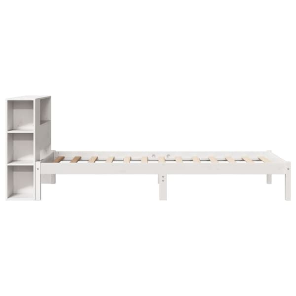 vidaXL Seng med bokhylle uten madrass hvit 75x190 cm heltre furu