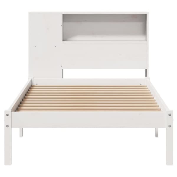 vidaXL Seng med bokhylle uten madrass hvit 90x200 cm heltre furu