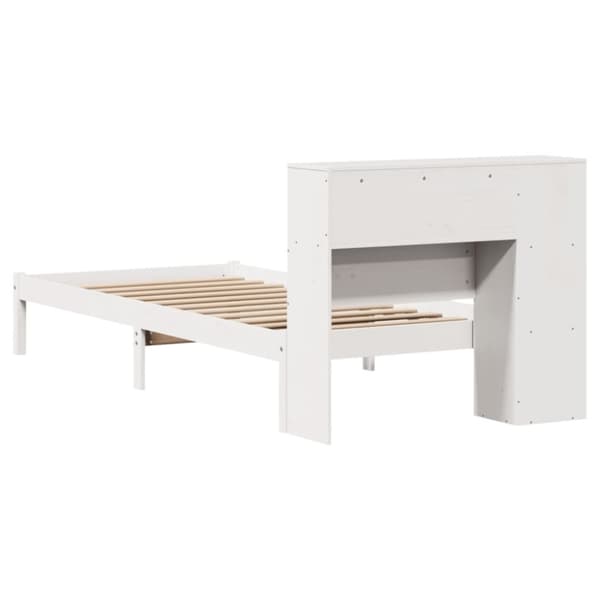 vidaXL Seng med bokhylle uten madrass hvit 90x200 cm heltre furu