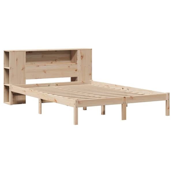 vidaXL Seng med bokhylle uten madrass 140x200 cm heltre furu