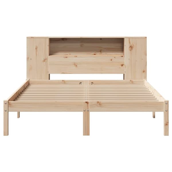 vidaXL Seng med bokhylle uten madrass 140x200 cm heltre furu