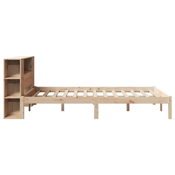 vidaXL Seng med bokhylle uten madrass 140x200 cm heltre furu