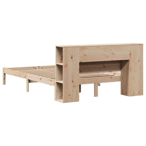 vidaXL Seng med bokhylle uten madrass 140x200 cm heltre furu