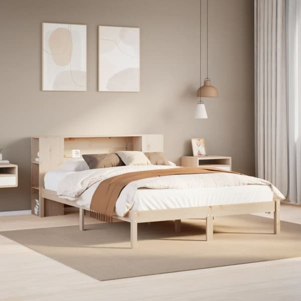 vidaXL Seng med bokhylle uten madrass 140x200 cm heltre furu