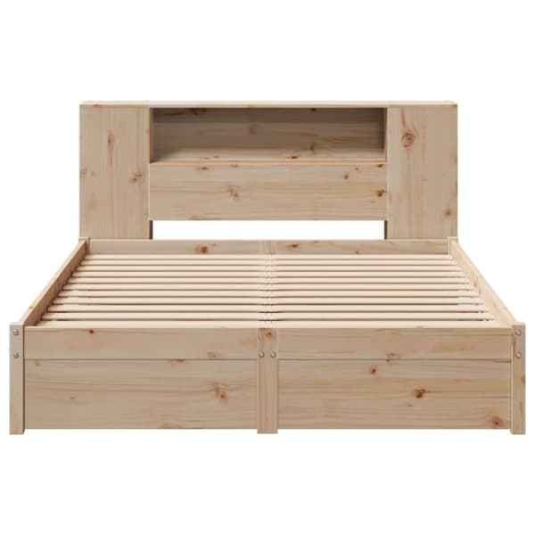 vidaXL Seng med bokhylle uten madrass 140x200 cm heltre furu