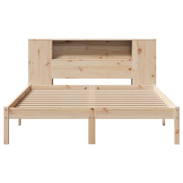 vidaXL Seng med bokhylle uten madrass 120x190 cm heltre furu