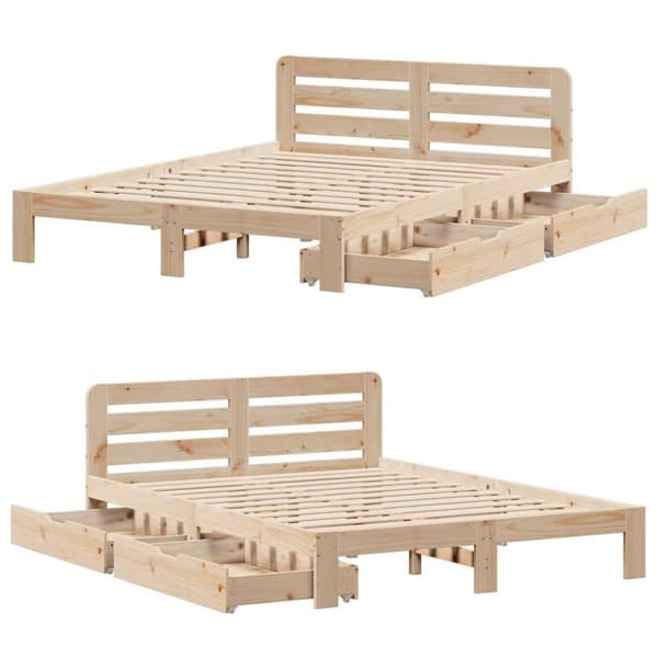 vidaXL Sängram utan madrass 140x190 cm massiv furu