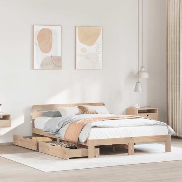 vidaXL Sängram utan madrass 140x190 cm massiv furu