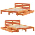 Miniatyrbillede 10 af 11: vidaXL sengeramme uden madras 135x190 cm massivt fyrretræ brun