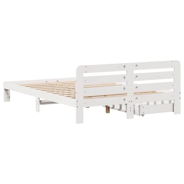 vidaXL Sängynrunko ilman patjaa valkoinen 140x190 cm täysi mänty