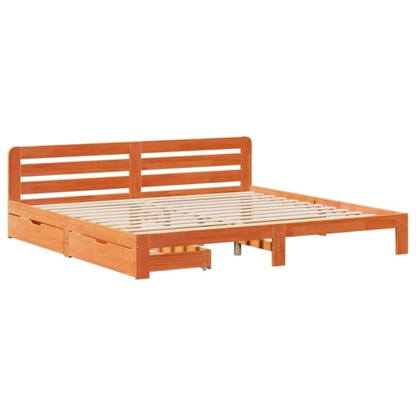 vidaXL Sengeramme uten madrass voksbrun 200x200 cm heltre furu