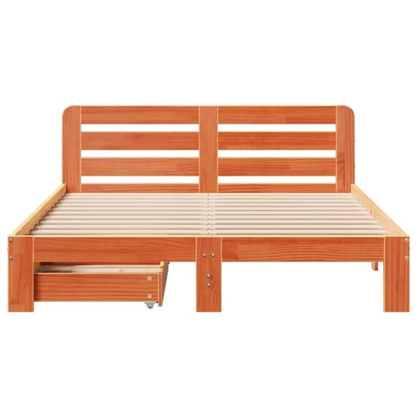 vidaXL sengeramme uden madras 140x190 cm massivt fyrretræ gyldenbrun