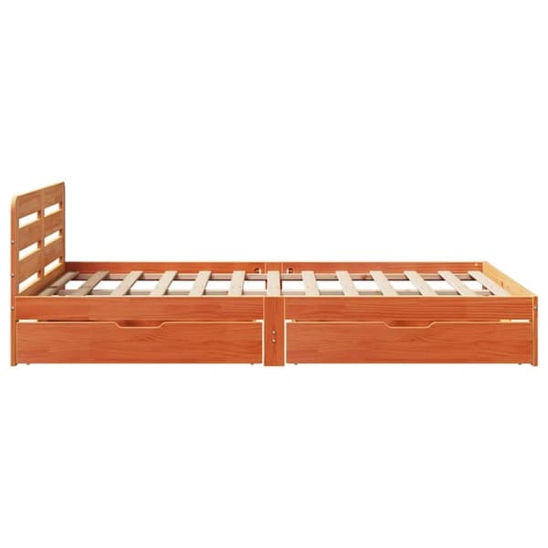 vidaXL sengeramme uden madras 140x190 cm massivt fyrretræ gyldenbrun