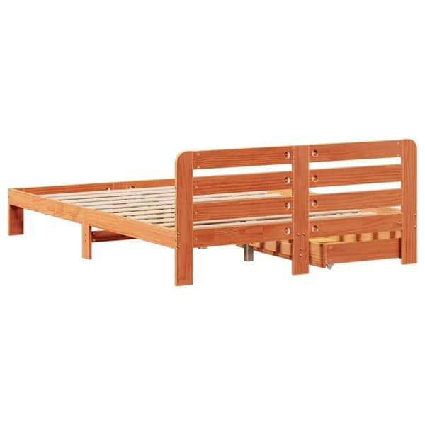 vidaXL sengeramme uden madras 140x190 cm massivt fyrretræ gyldenbrun