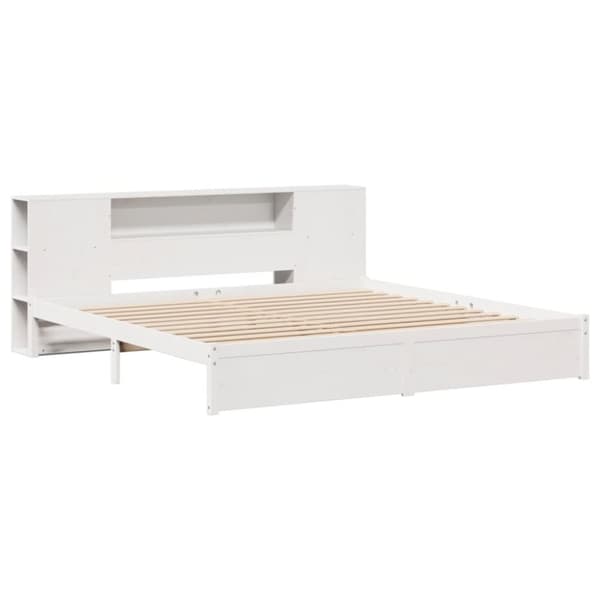 vidaXL seng med reol uden madras 180x200 cm massivt fyrretræ hvid